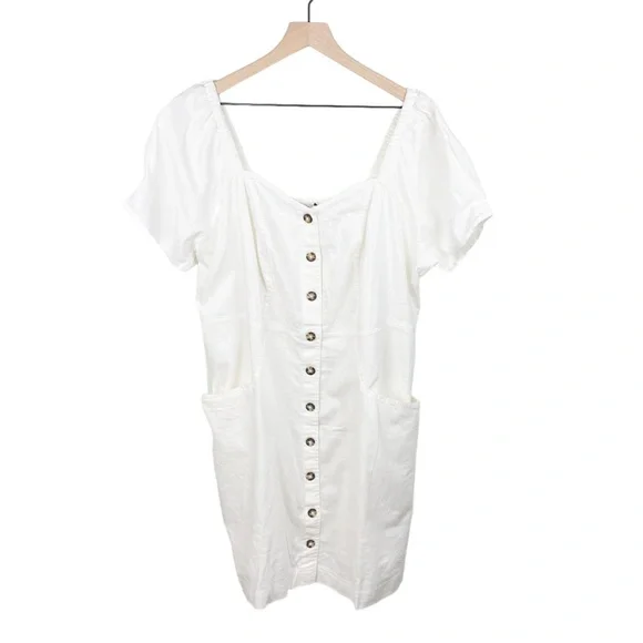 Madewell White Button-Front Mini Dress - Picture 3 of 14